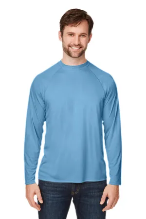 Core 365 Mens Ultra MVP Raglan Moisture Wicking Long Sleeve Crewneck T-Shirt - Columbia Blue  Perfect Clothing Core-365