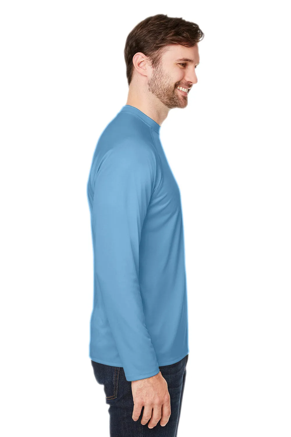 Core 365 Mens Ultra MVP Raglan Moisture Wicking Long Sleeve Crewneck T-Shirt - Columbia Blue  Perfect Clothing Core-365