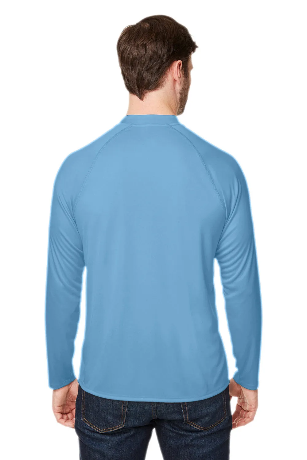 Core 365 Mens Ultra MVP Raglan Moisture Wicking Long Sleeve Crewneck T-Shirt - Columbia Blue  Perfect Clothing Core-365