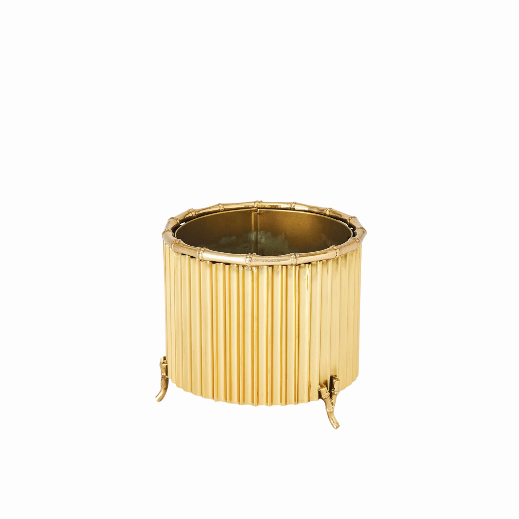 Corrugated Brass Cachepot
