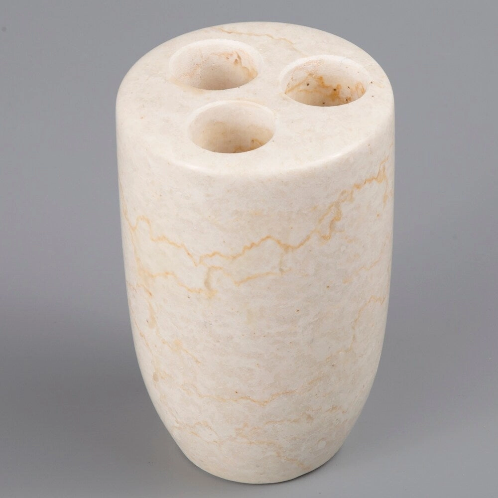 Creative Home Bullet Collection Champagne Marble Toothbrush Holder, Tooth Brush Holder - Beige