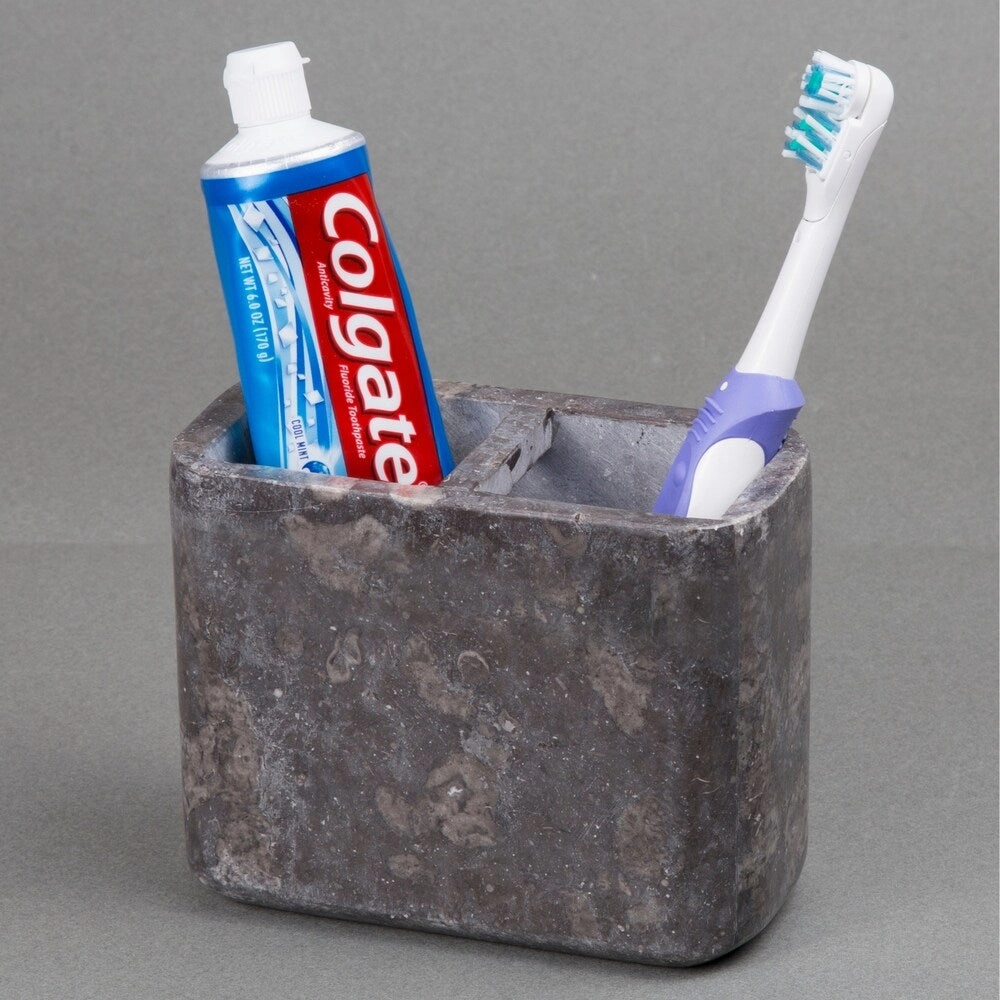 Creative Home Charcoal Marble Rectangular Toothbrush, Tooth Brush Holder, Paste Holder Organizer - Dark Gray - N/A