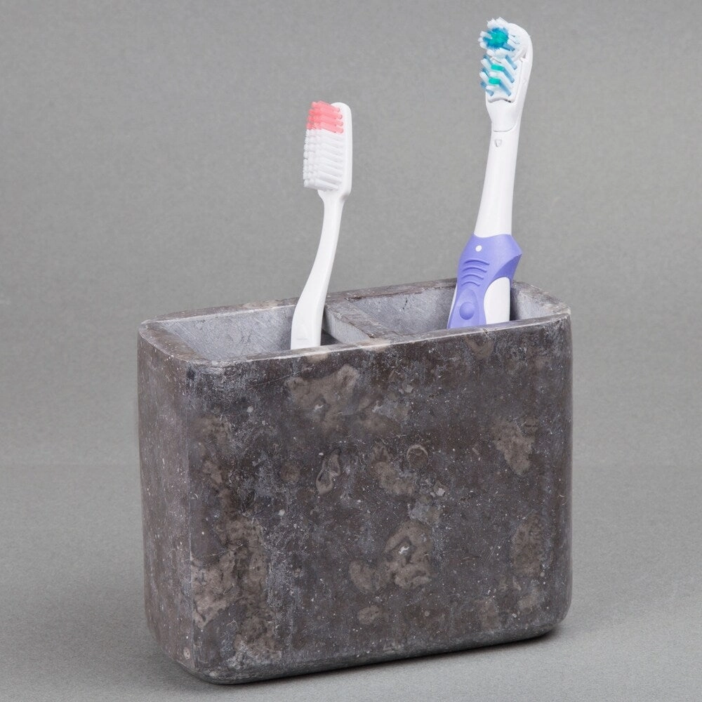 Creative Home Charcoal Marble Rectangular Toothbrush, Tooth Brush Holder, Paste Holder Organizer - Dark Gray - N/A