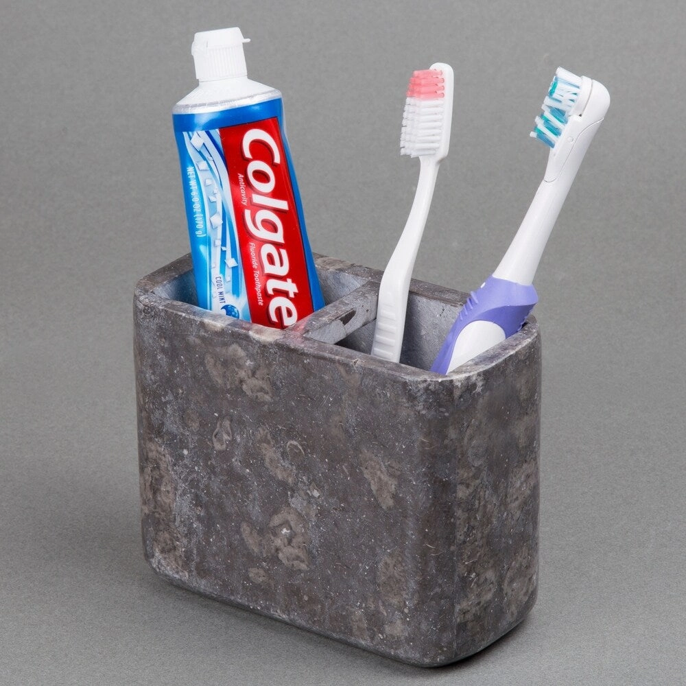 Creative Home Charcoal Marble Rectangular Toothbrush, Tooth Brush Holder, Paste Holder Organizer - Dark Gray - N/A