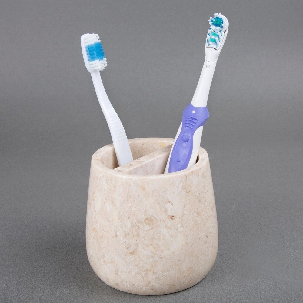 Creative Home Dalton Collection Champagne Marble Toothbrush Holder, Tooth Brush Holder - Beige