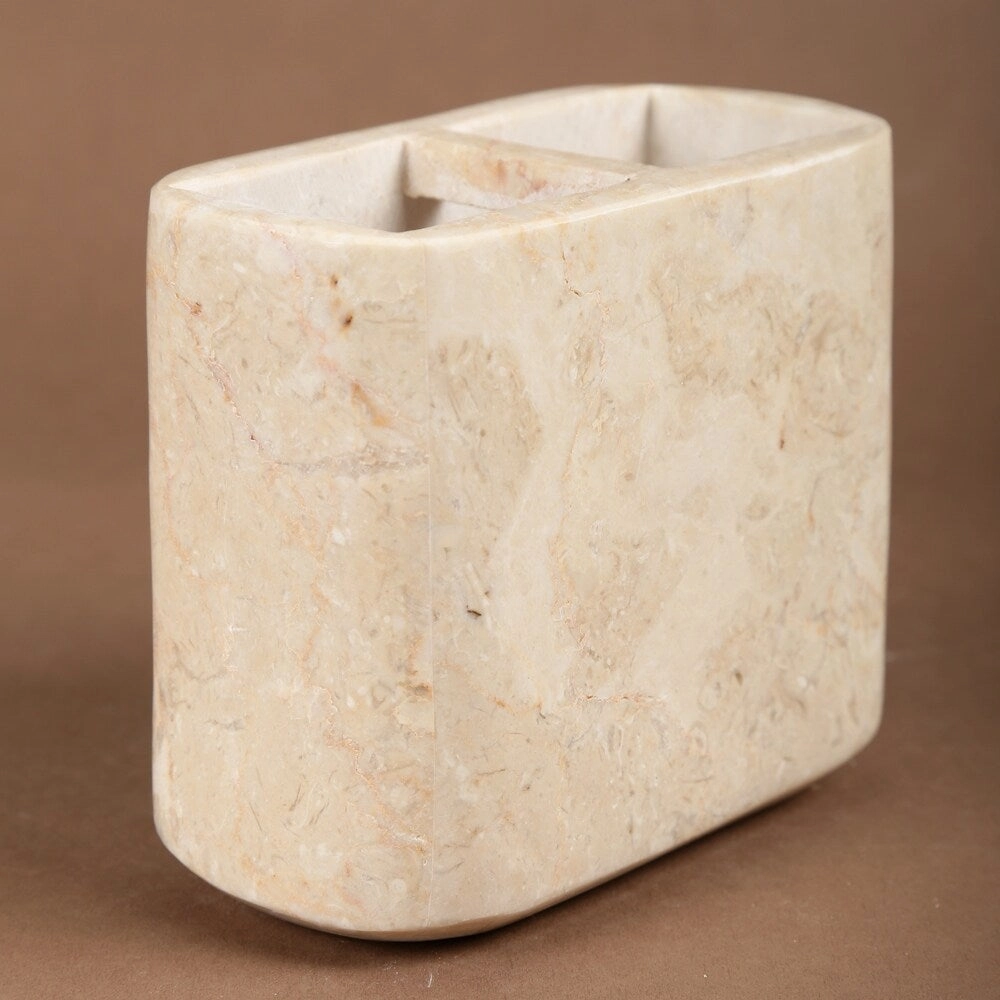 Creative Home Deluxe Champagne Marble Rectangular Toothbrush Holder, Tooth Brush Holder - Beige - N/A