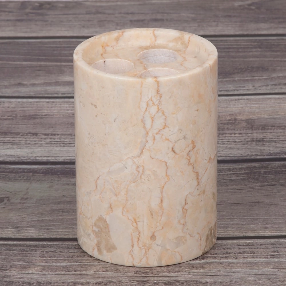 Creative Home Inverary Collection Champagne Marble Toothbrush Holder, Tooth Brush Holder - Beige - N/A