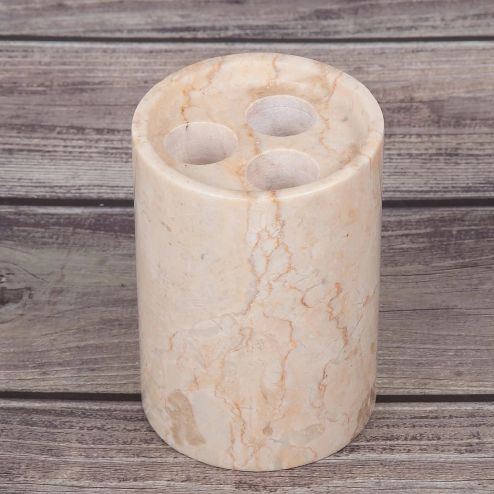 Creative Home Inverary Collection Champagne Marble Toothbrush Holder, Tooth Brush Holder - Beige - N/A
