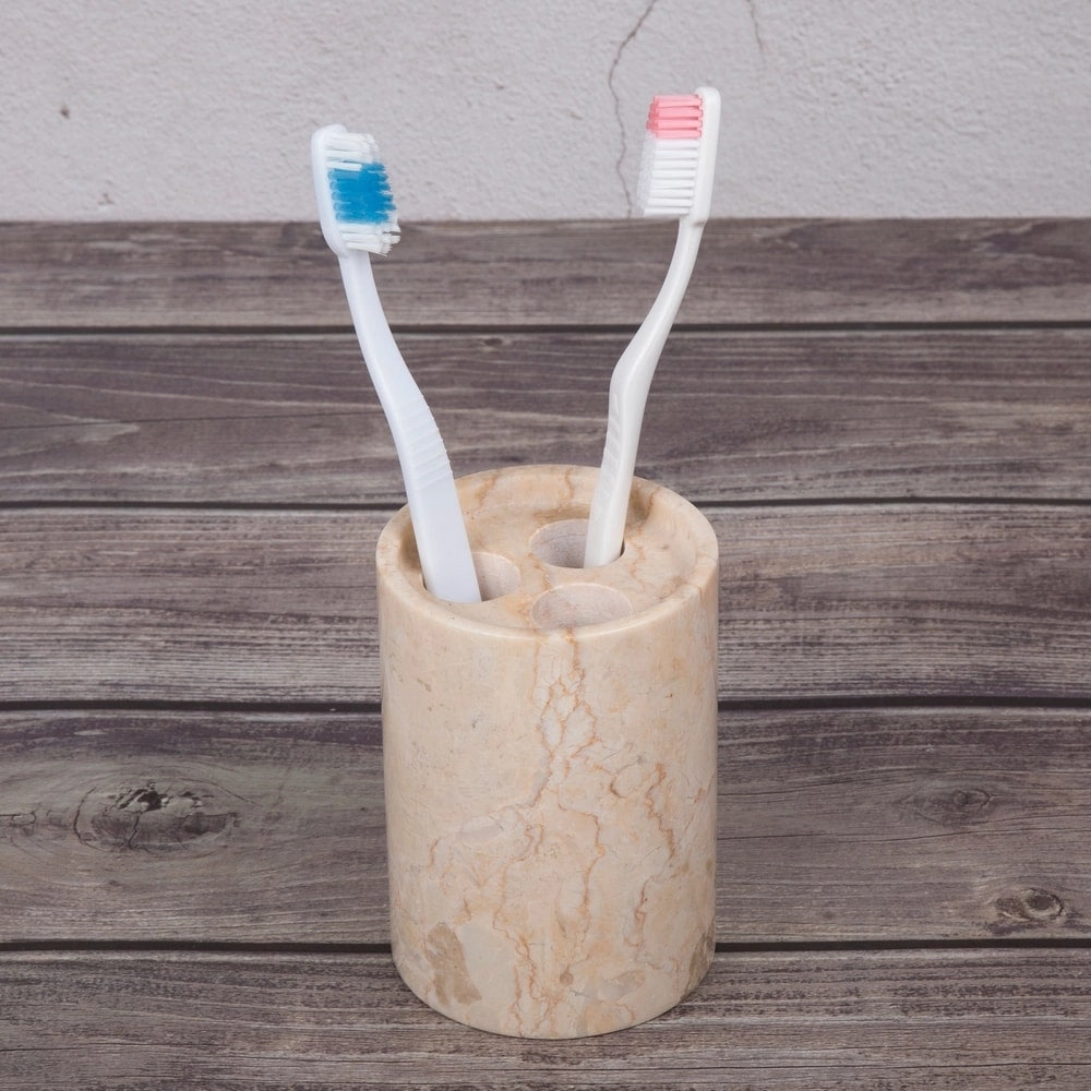 Creative Home Inverary Collection Champagne Marble Toothbrush Holder, Tooth Brush Holder - Beige - N/A