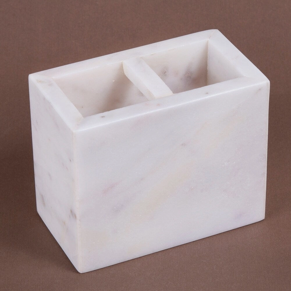 Creative Home Off-White Marble Rectangular Toothbrush Holder, Tooth Brush Holder - N/A
