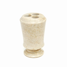 Creative Home Pedestal Colleciton Champagne Marble Toothbrush Holder, Tooth Brush Holder - Beige toothbrush holder,bathroom cup,bathroom organizer