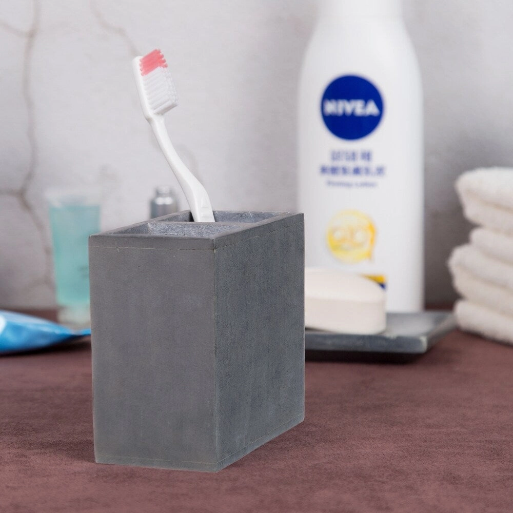 Creative Home Soapstone Rectangular Toothbrush Holder - Grey