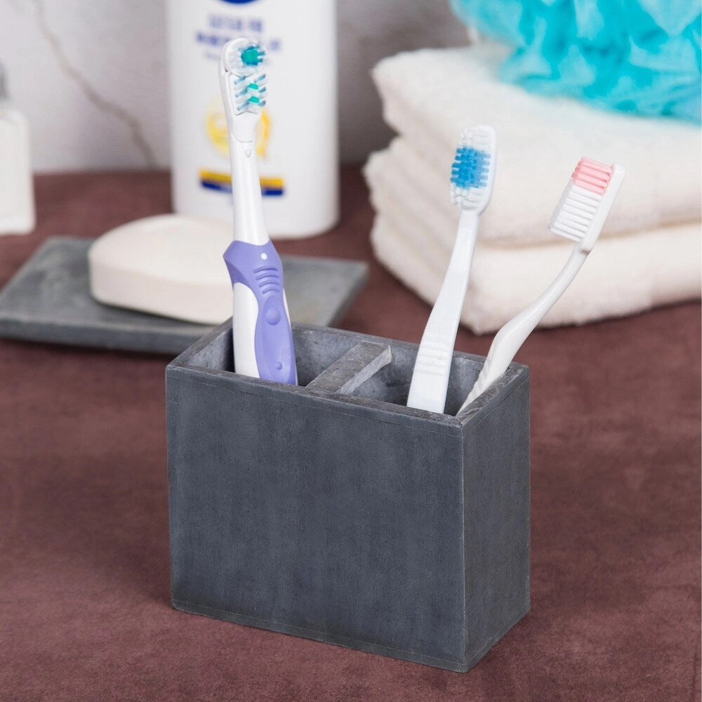 Creative Home Soapstone Rectangular Toothbrush Holder - Grey
