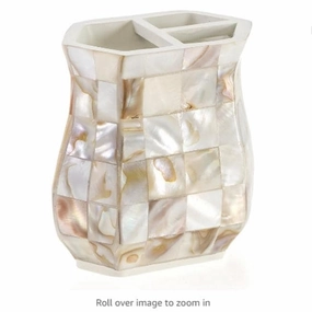 Creative Scents Milano Mother of Pearl Toothbrush Holder - Beige/Ivory - Ivory/Beige toothbrush holder,bathroom cup,bathroom organizer