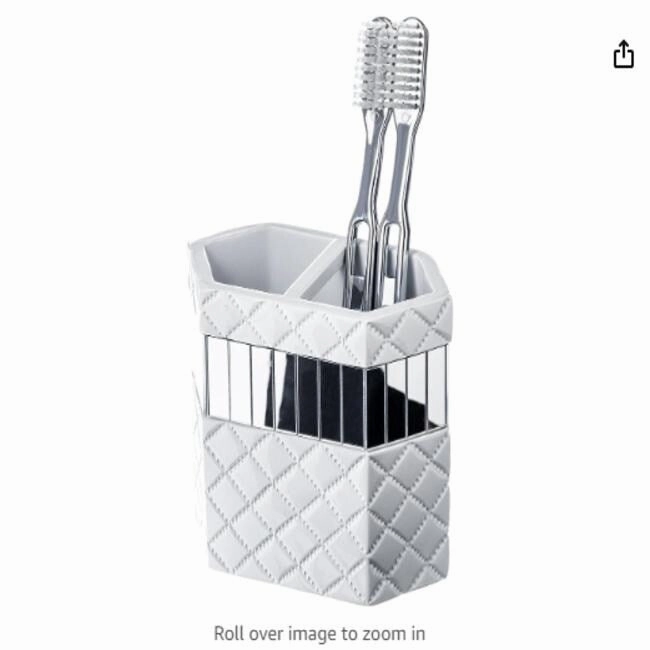 Creative Scents Quilted Mirror White Toothbrush Holder Organizer toothbrush holder,bathroom cup,bathroom organizer