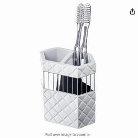 Creative Scents Quilted Mirror White Toothbrush Holder Organizer toothbrush holder,bathroom cup,bathroom organizer