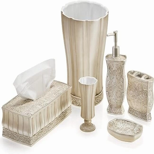 Creative Scents Victoria Beige Toothbrush and Toothpaste Holder
