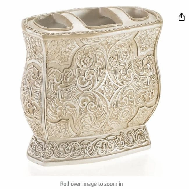 Creative Scents Victoria Beige Toothbrush and Toothpaste Holder toothbrush holder,bathroom cup,bathroom organizer