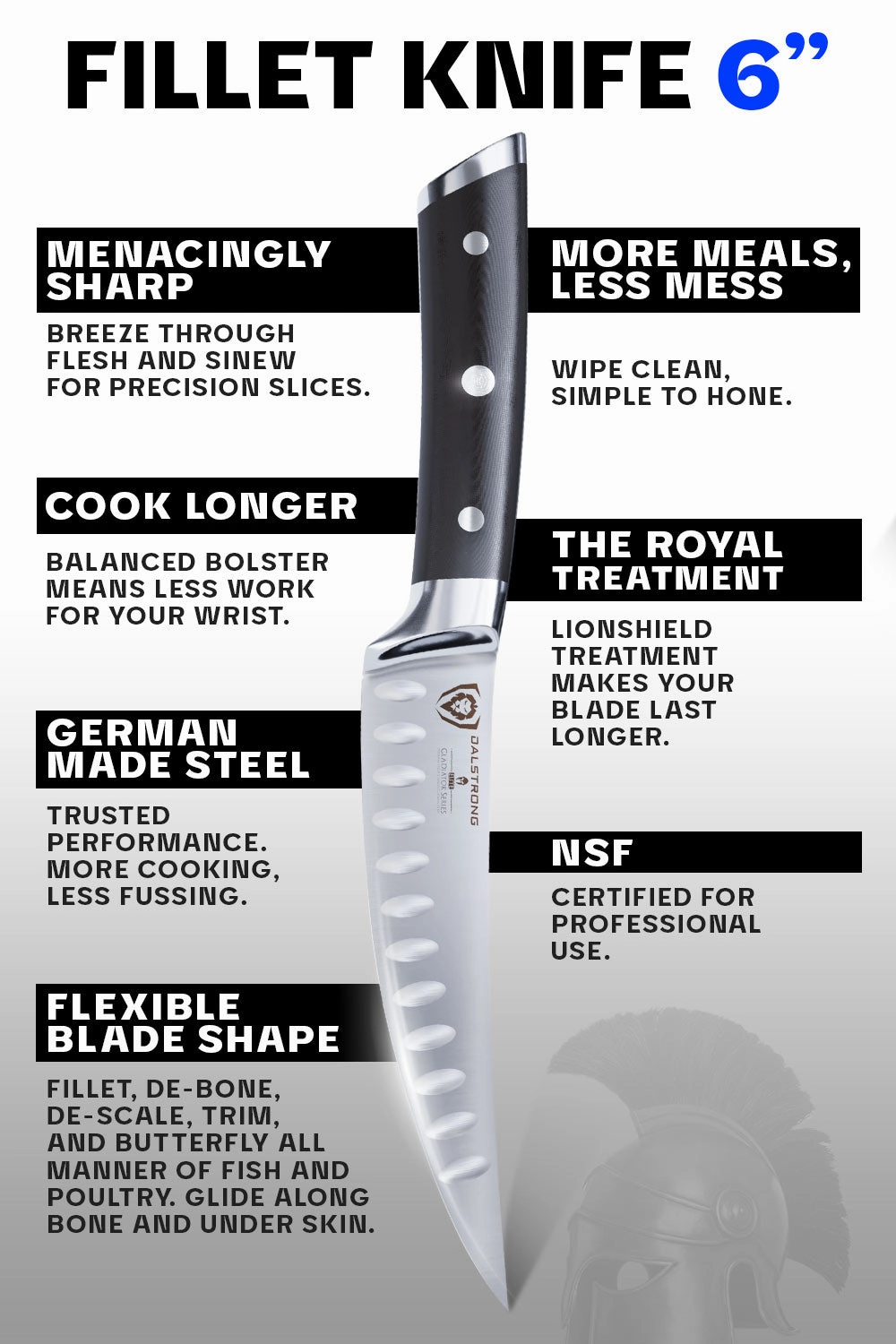 Curved Fillet Knife 6" | Gladiator Series | NSF Certified | Dalstrong 
