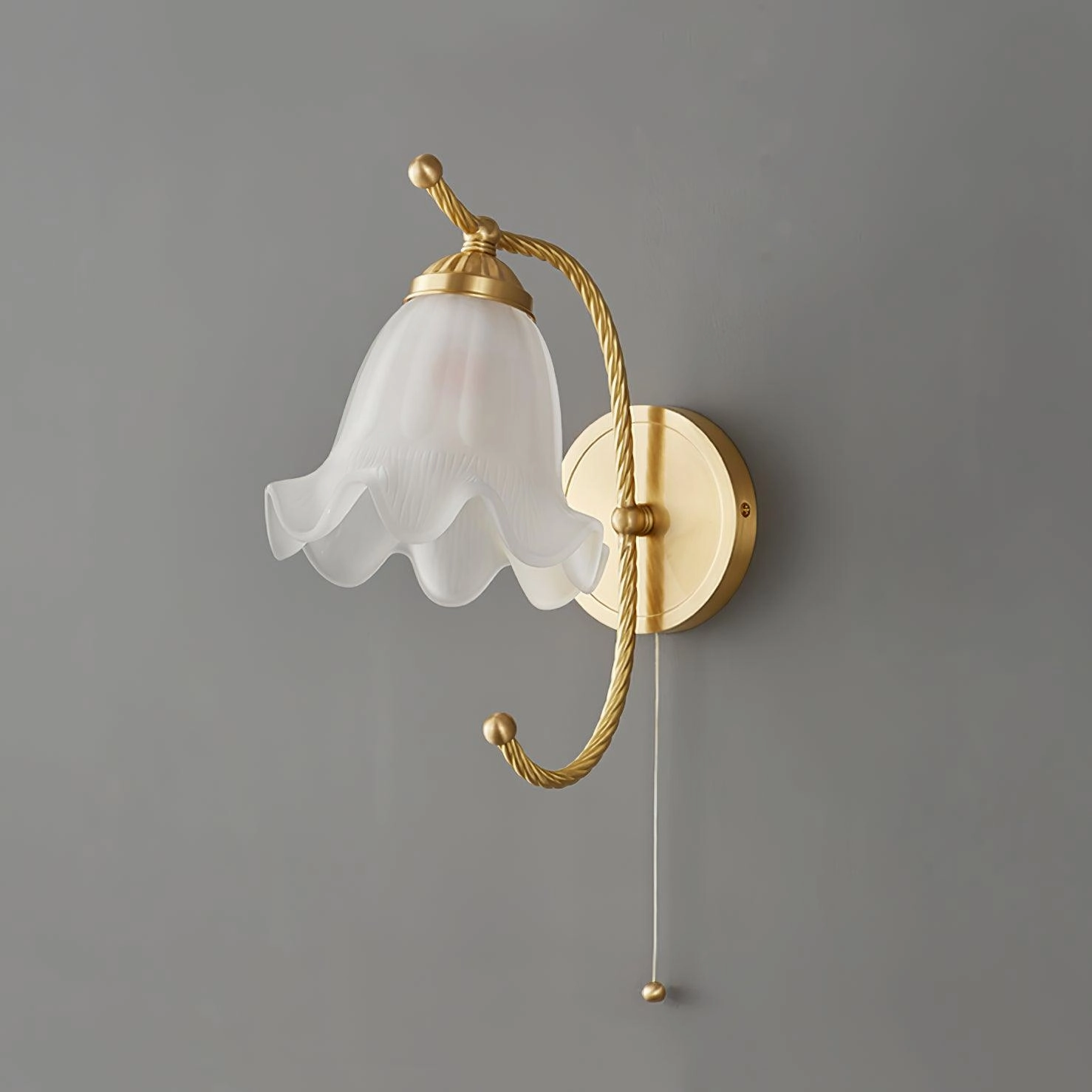 Curved Gooseneck Brass Glass Sconce