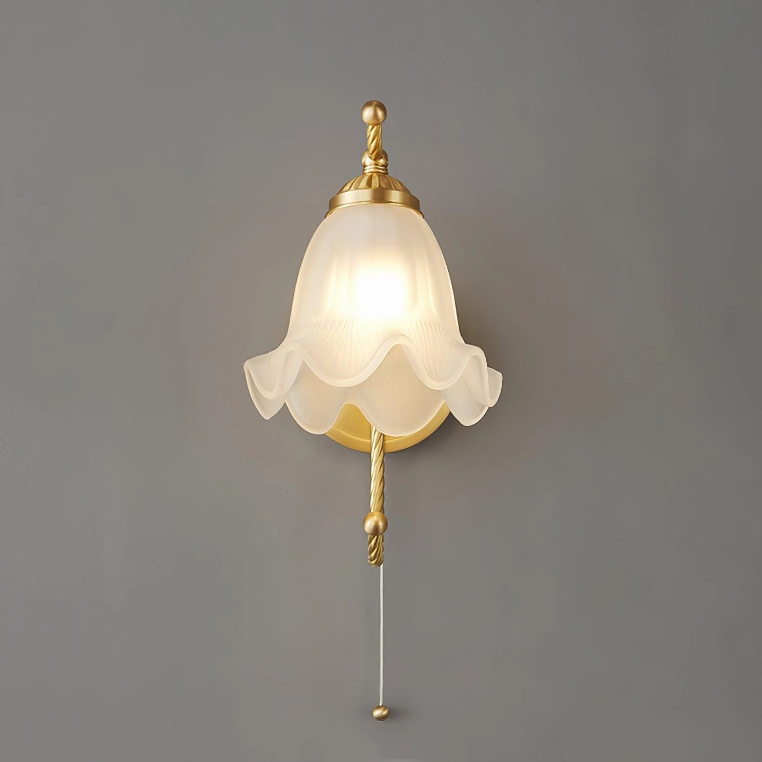 Curved Gooseneck Brass Glass Sconce