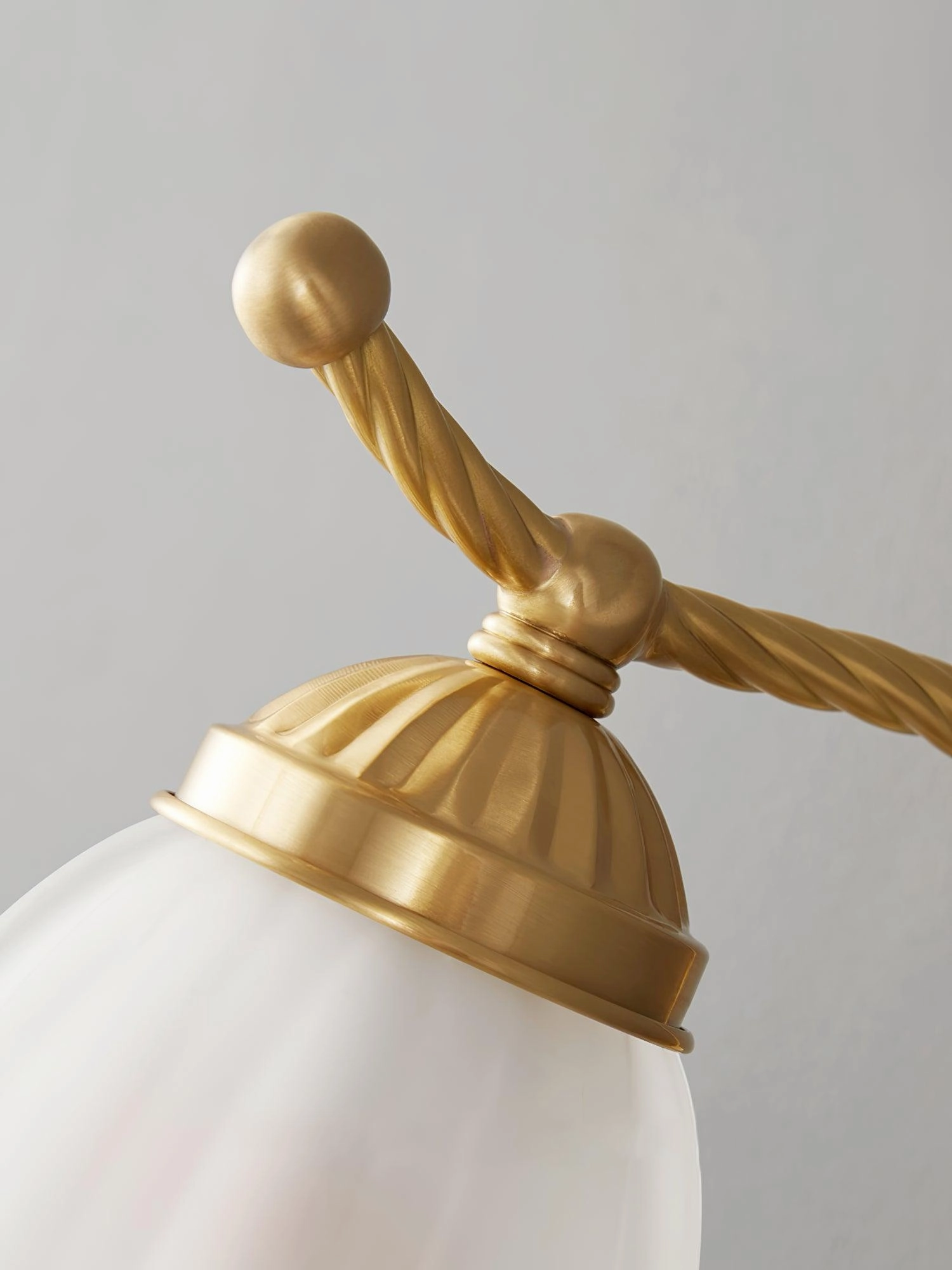 Curved Gooseneck Brass Glass Sconce