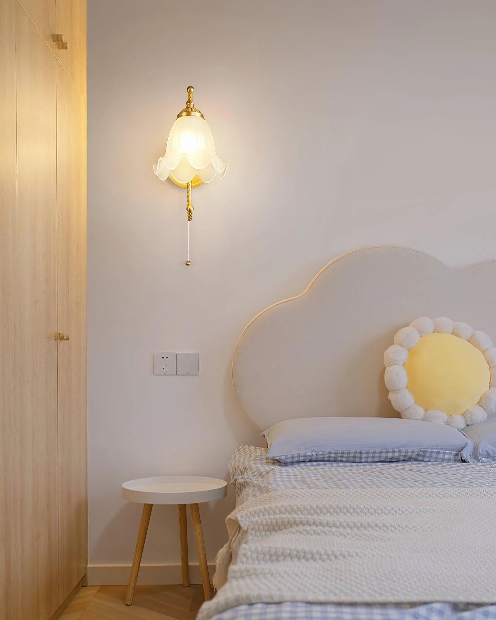Curved Gooseneck Brass Glass Sconce