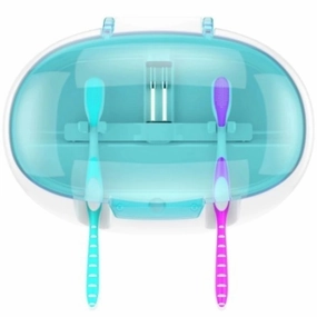 Daily Boutik Wall-Mounted UV Light Toothbrush Sanitizer Box - Green - 5.11" x 3.34" x 1.38" toothbrush holder,bathroom cup,bathroom organizer