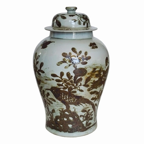 Dali Rustic Brown Flower Bird Porcelain Temple Jar vase,flower vase,home decoration