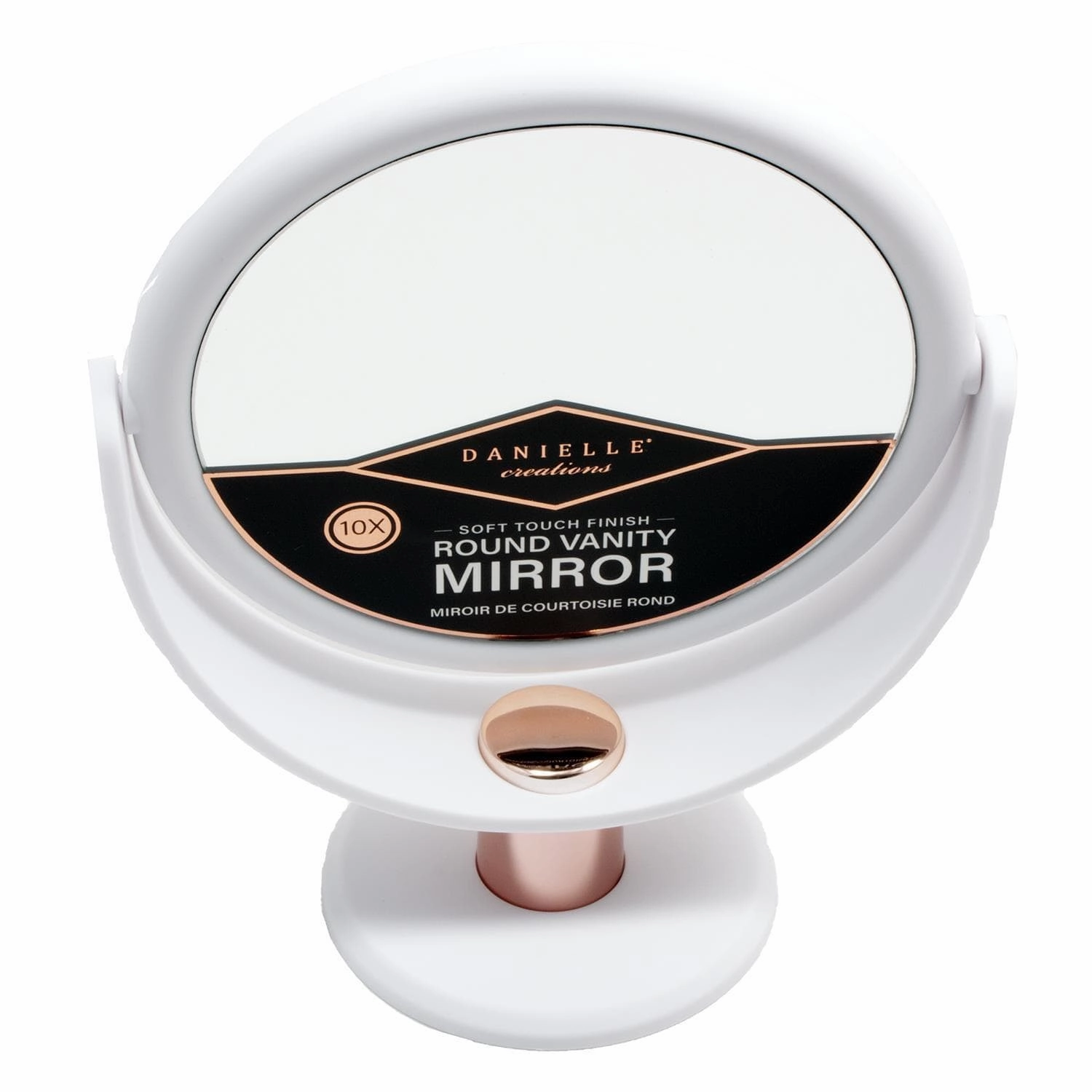 Danielle Creations Soft Touch Mirror x10 mag- White & Rose Gold bathroom essentials,bathroom accessories,bathroom set