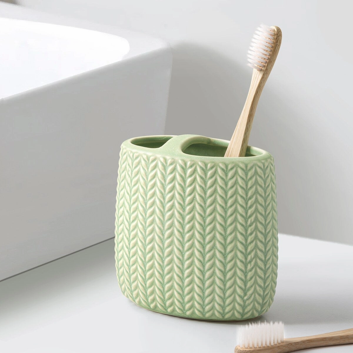 Dashi Ceramic Toothbrush Holder - Green - Toothbrush Holder