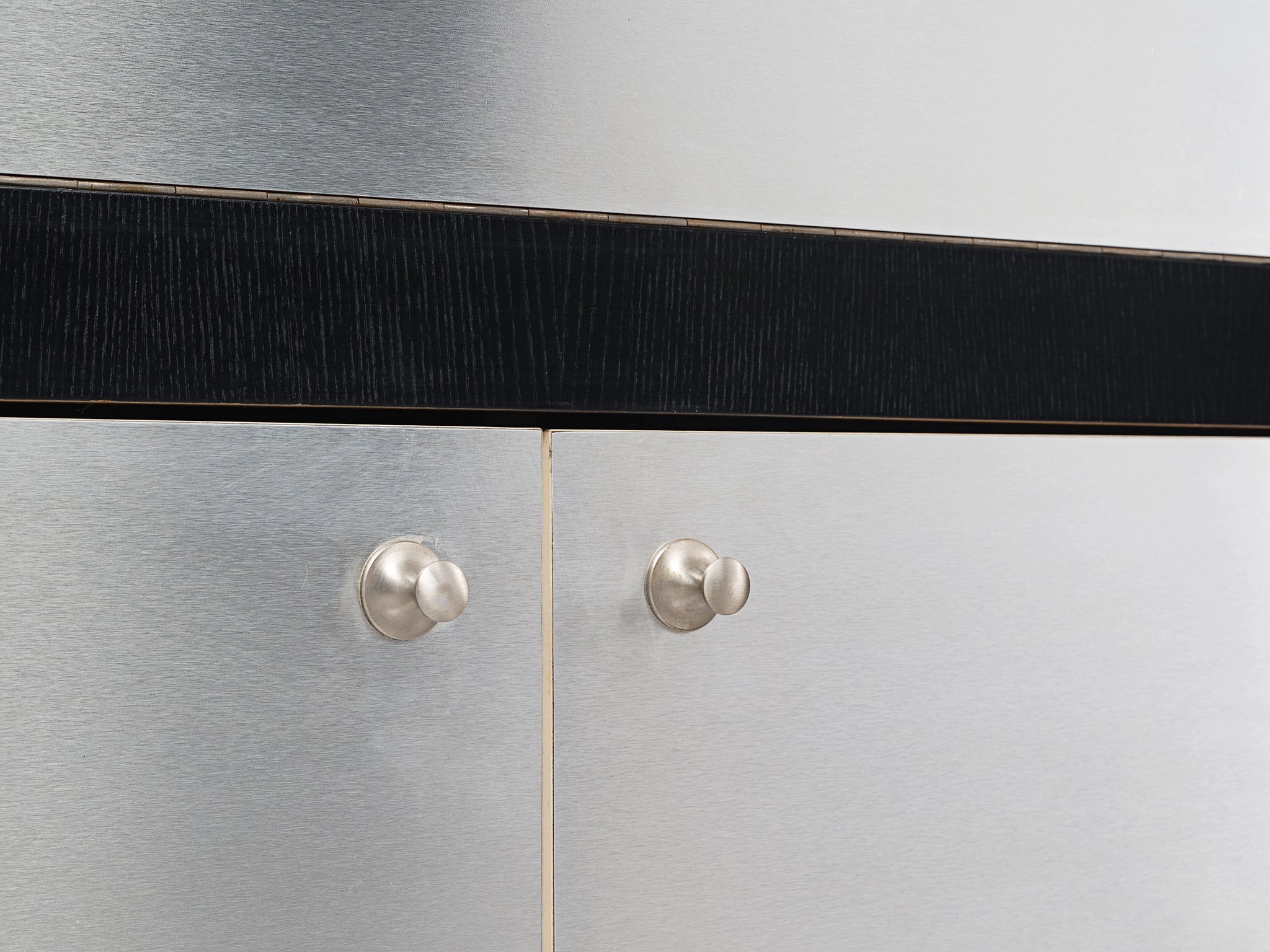 De Coene Minimalist Highboard in Brushed Aluminum and Ash