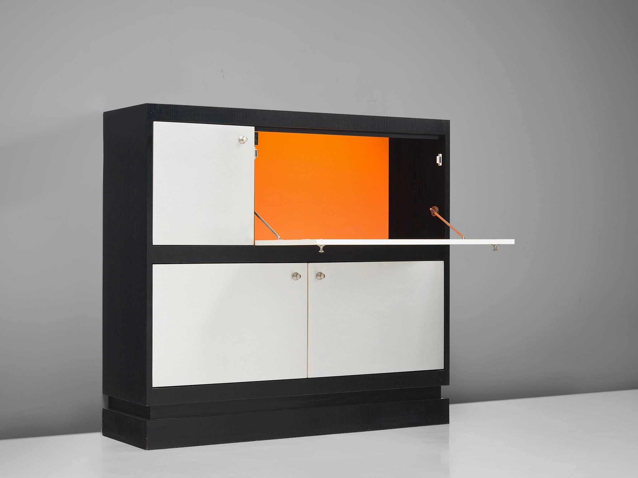 De Coene Minimalist Highboard in Brushed Aluminum and Ash
