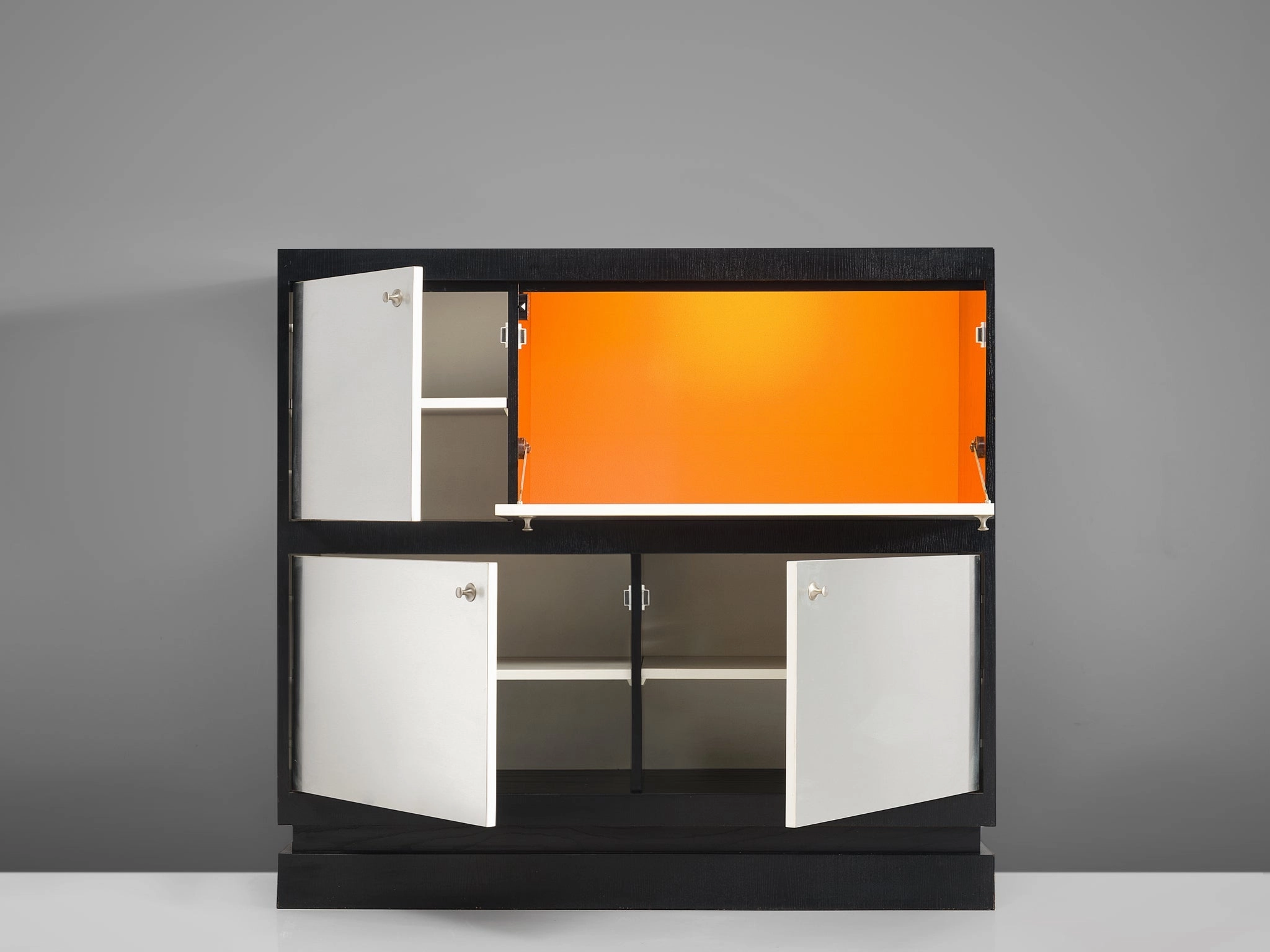 De Coene Minimalist Highboard in Brushed Aluminum and Ash