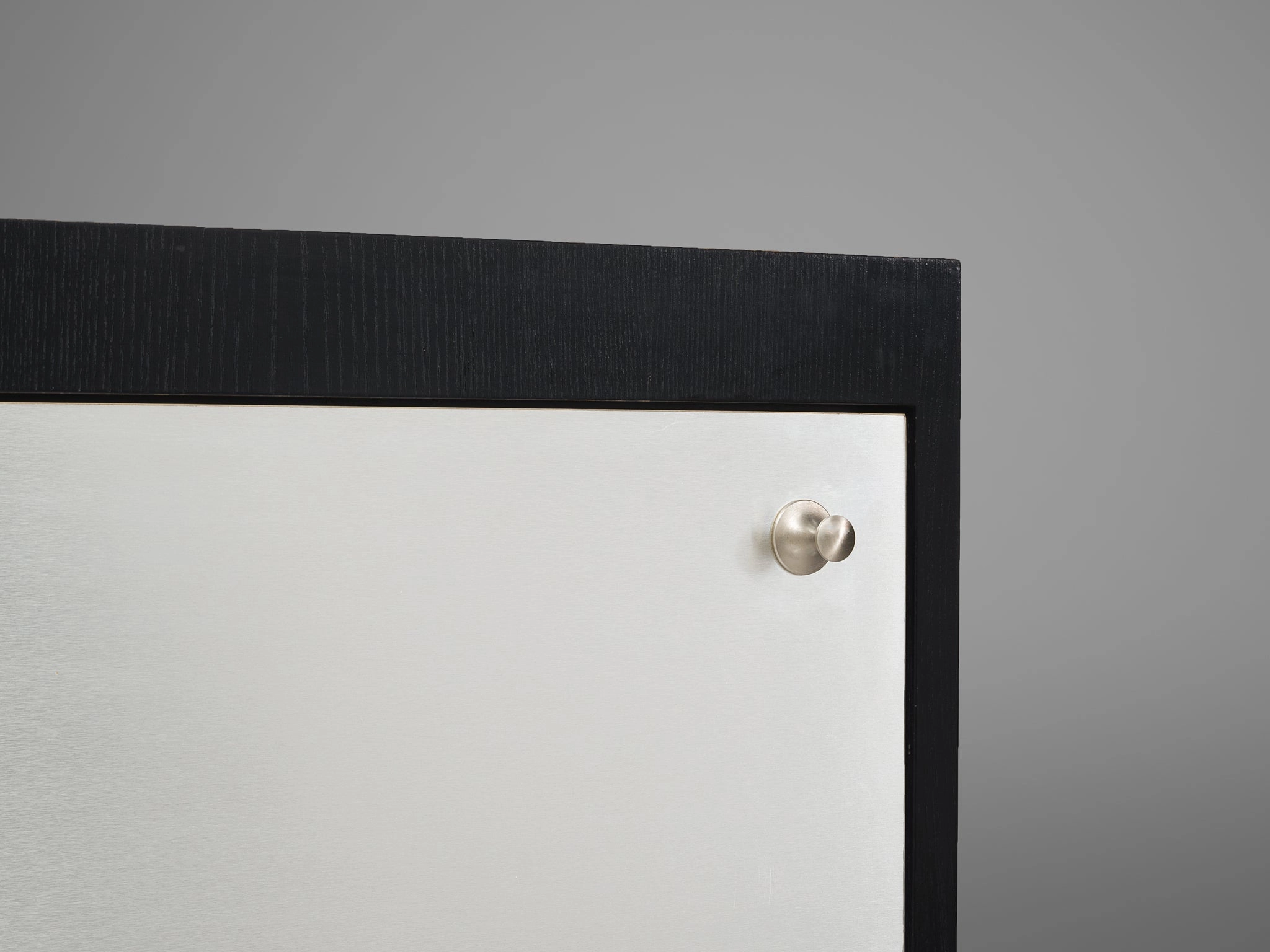 De Coene Minimalist Highboard in Brushed Aluminum and Ash