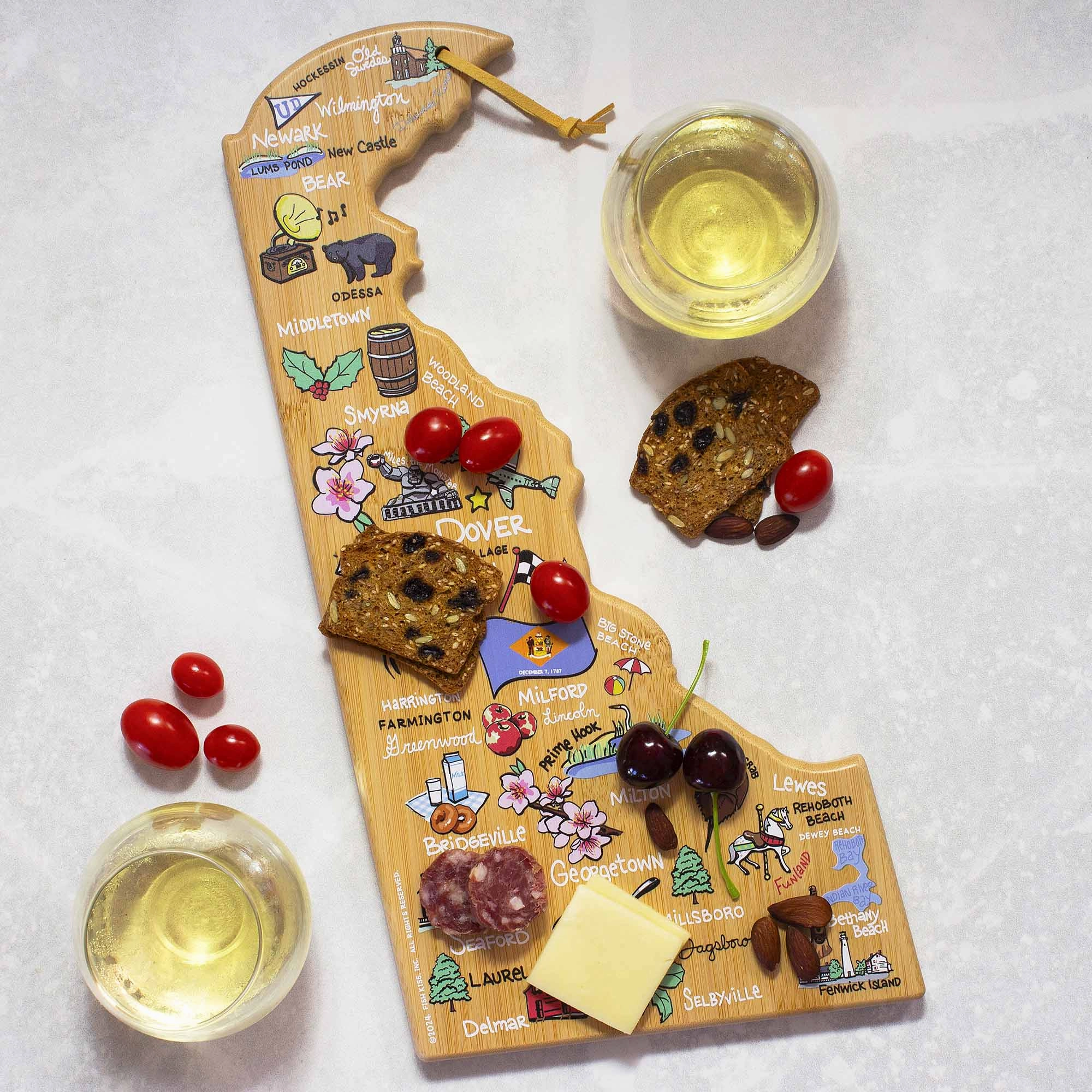 Delaware Cutting Board with Artwork by Fish Kiss