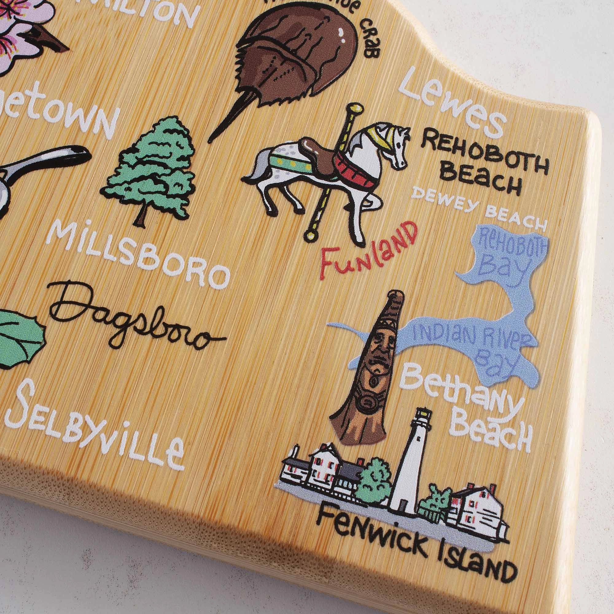 Delaware Cutting Board with Artwork by Fish Kiss