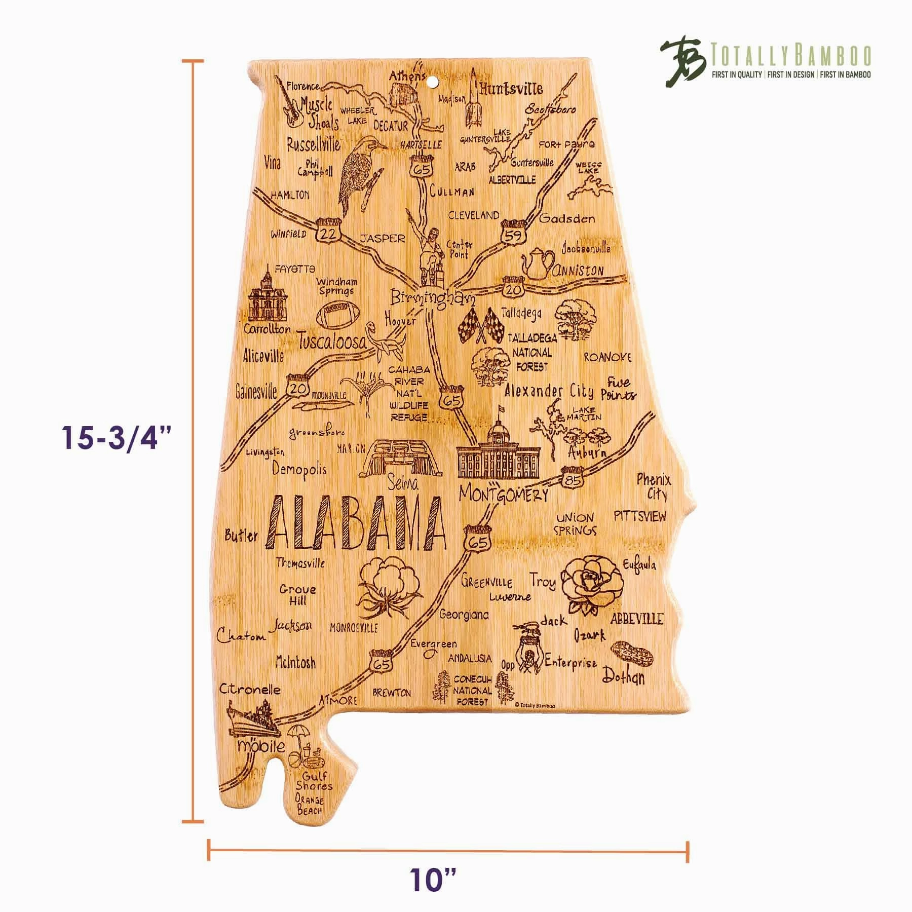 Destination Alabama Cutting Board, 10" x 15-3/4"