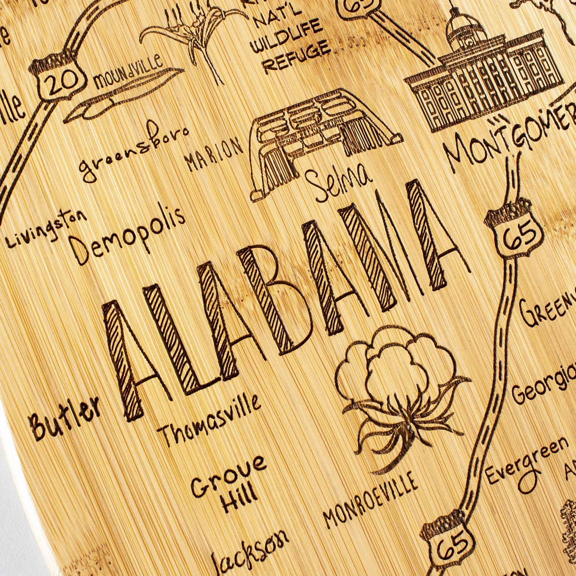 Destination Alabama Cutting Board, 10" x 15-3/4"