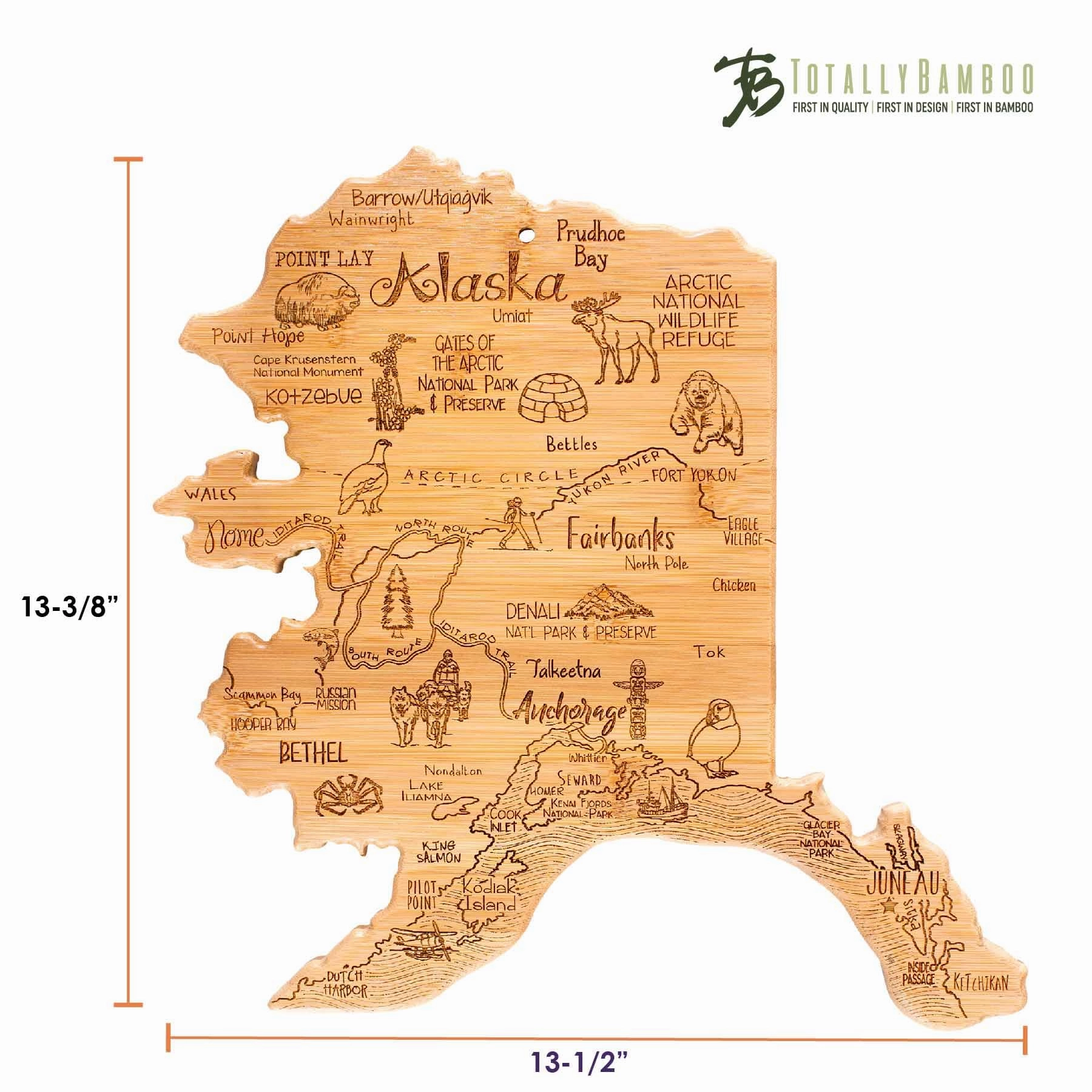 Destination Alaska Cutting Board, 13-3/8" x 13-1/2"