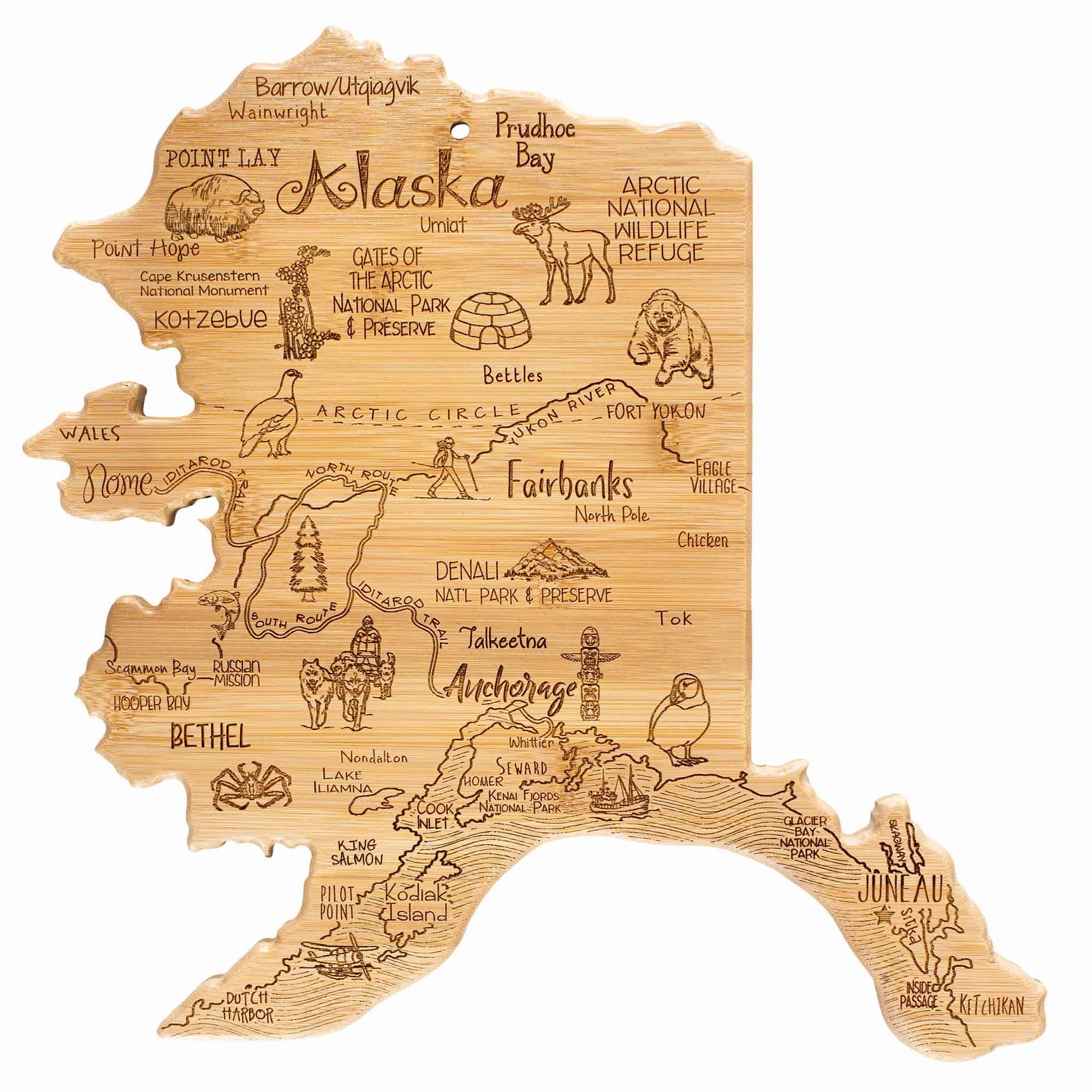 Destination Alaska Cutting Board, 13-3/8" x 13-1/2" cutting board,chopping board,kitchen tools