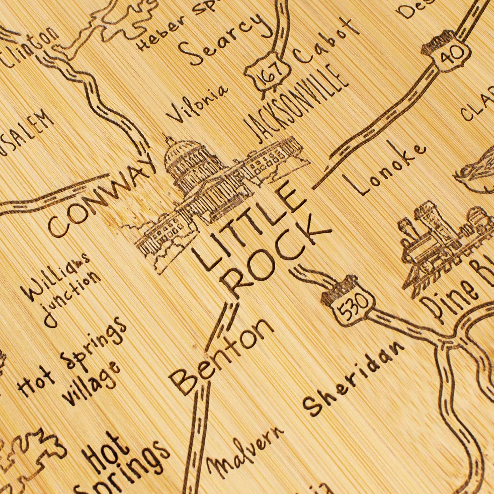 Destination Arkansas Cutting Board, 13" x 12"