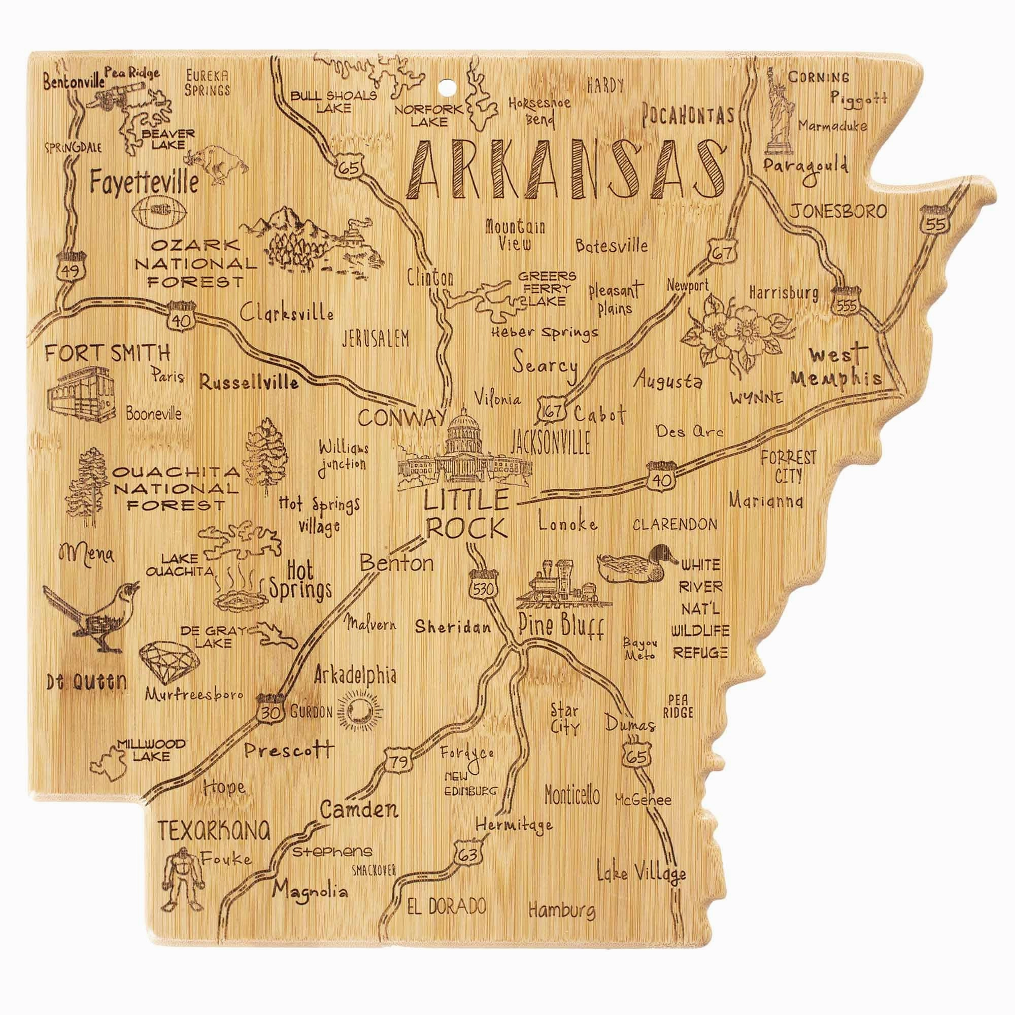 Destination Arkansas Cutting Board, 13" x 12" cutting board,chopping board,kitchen tools