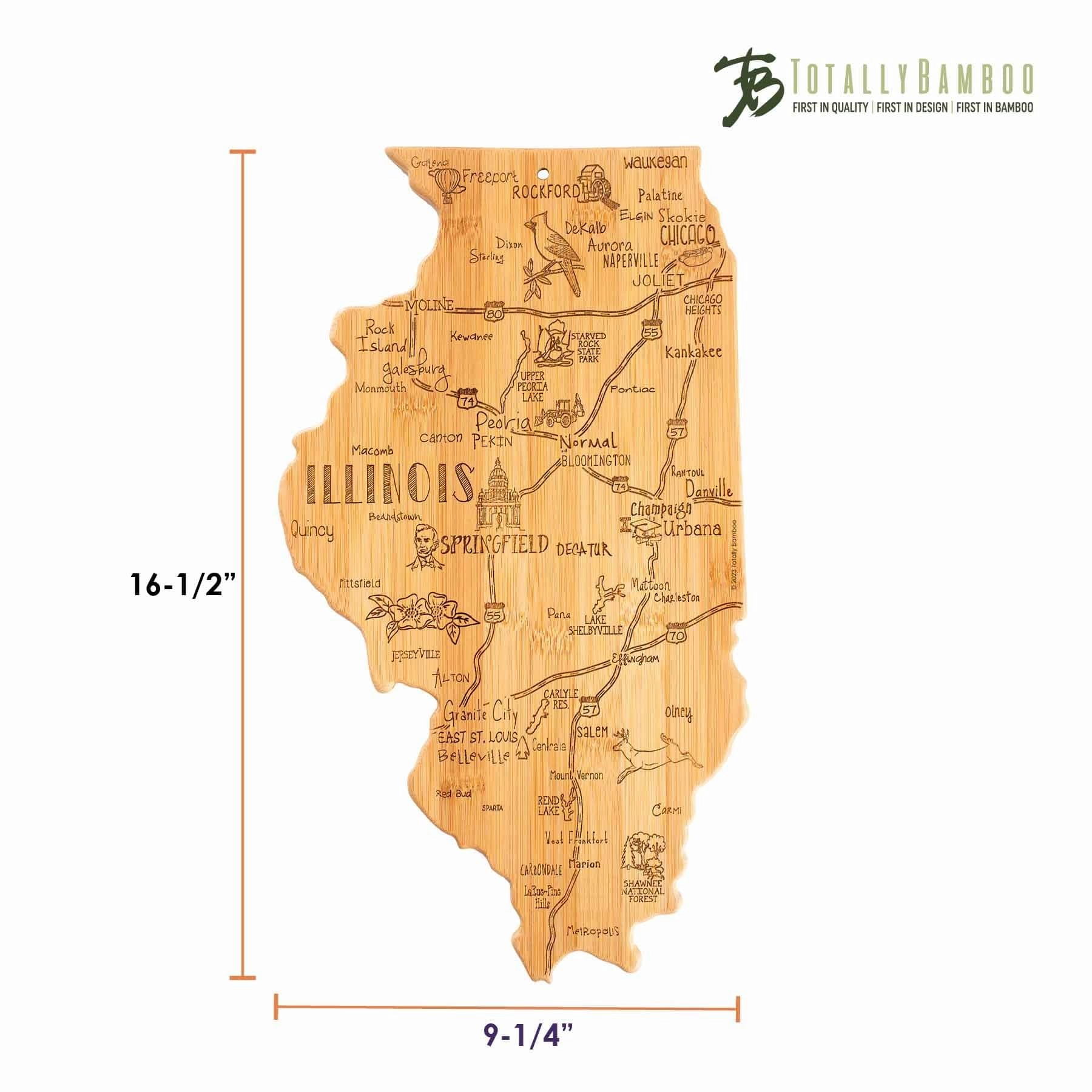 Destination Illinois Cutting Board, 16-1/2" x 9-1/4"