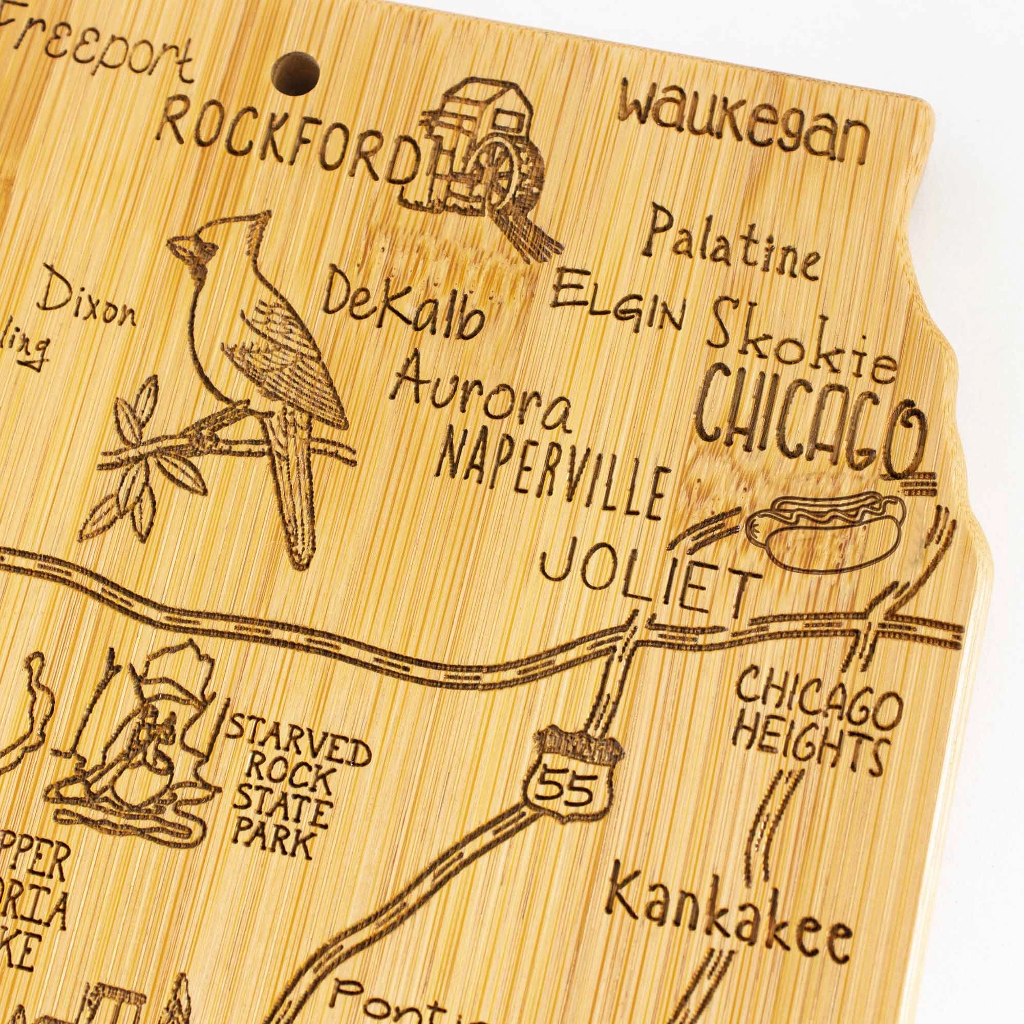 Destination Illinois Cutting Board, 16-1/2" x 9-1/4"