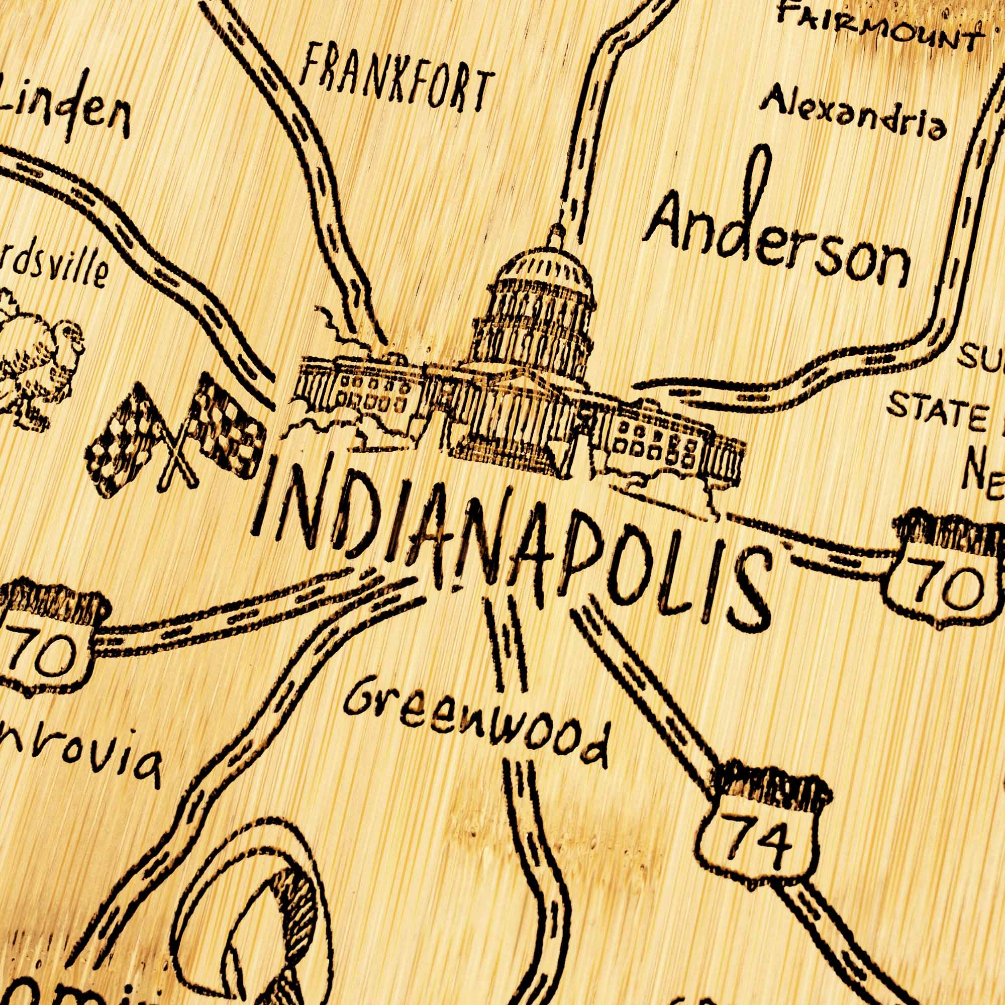 Destination Indiana Cutting Board, 15-3/4" x 10"