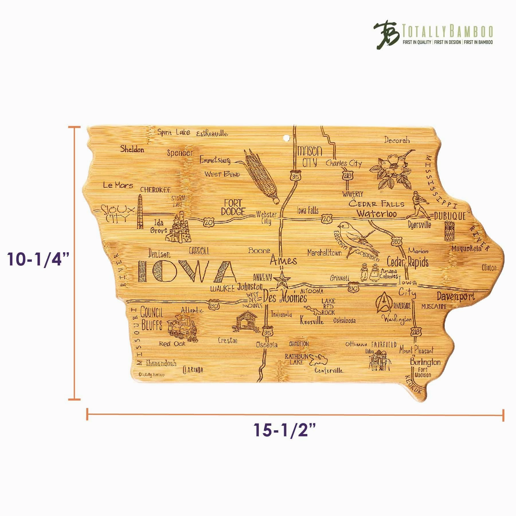 Destination Iowa Cutting Board, 15-1/2" x 10-1/4"