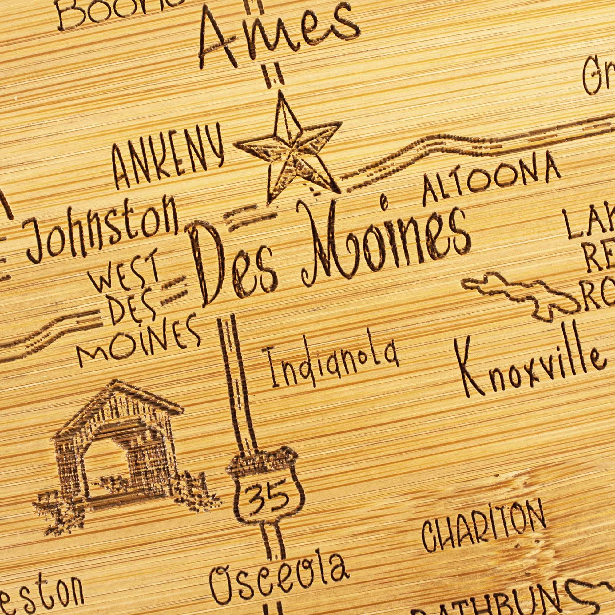 Destination Iowa Cutting Board, 15-1/2" x 10-1/4"