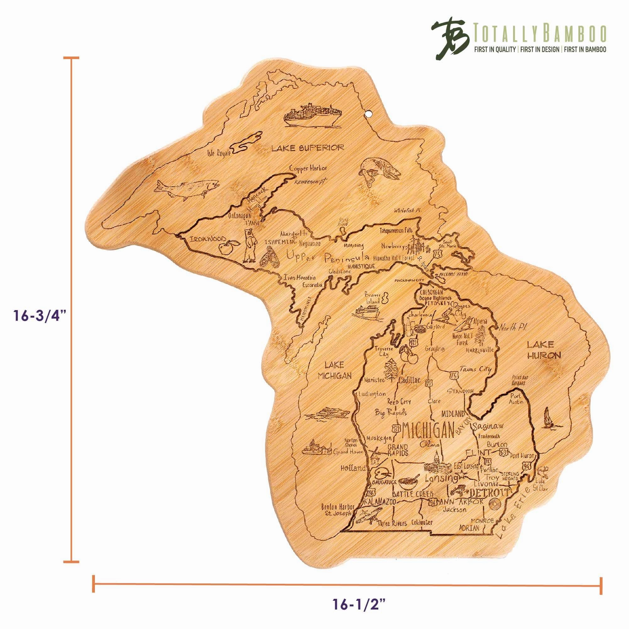 Destination Michigan Cutting Board, 16-3/4" x 16-1/2"