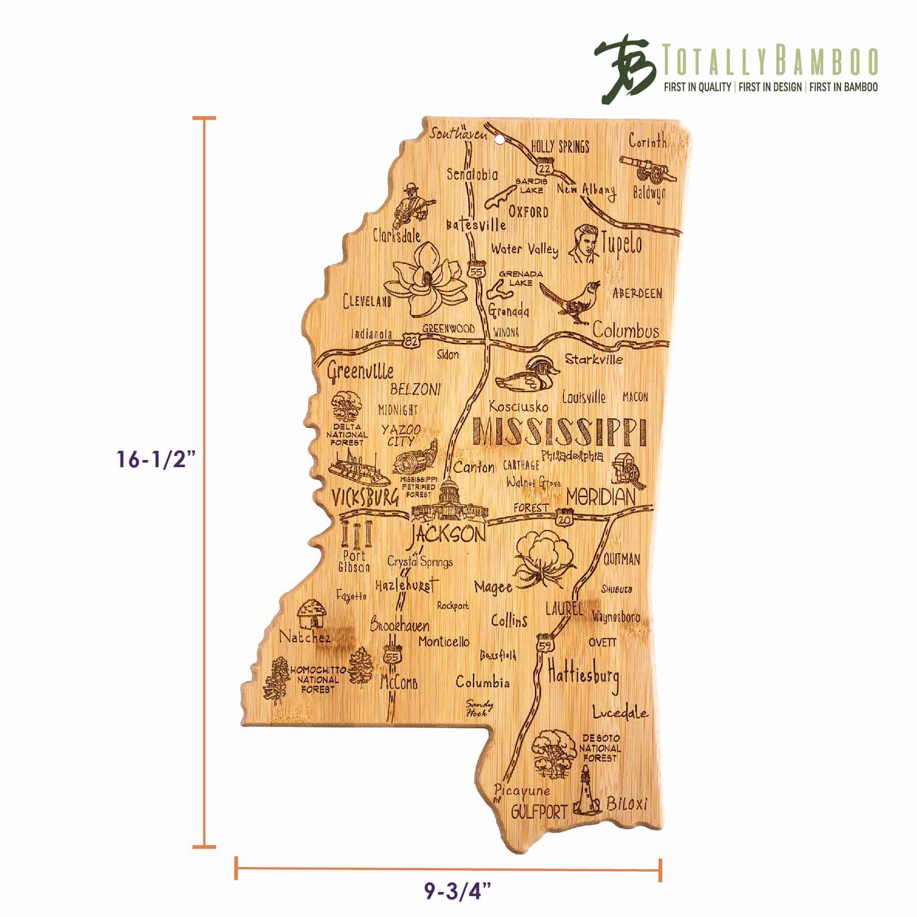 Destination Mississippi Cutting Board, 16-1/2" x 9-3/4"